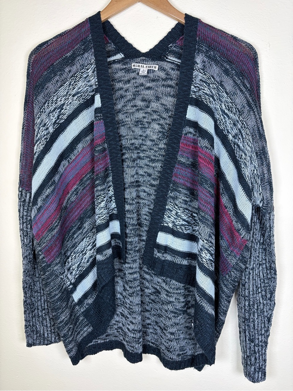 Moral Fiber Open Knit High Low Boho Cardigan Sweater L